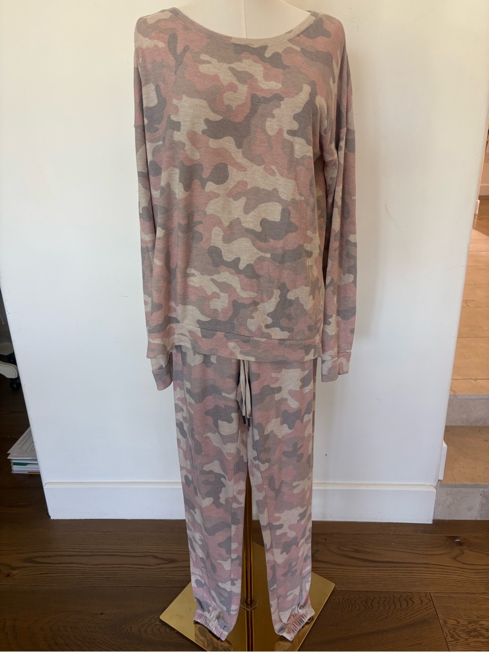 P.J. Salvage Pink & Gray Camo Womens Pajama Set